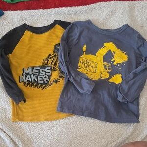 Yellow and Gray Construction Graphic Long Sleeve Tees